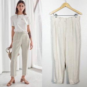 & Other Stories Women’s High Waisted Linen Trouser Pants Size 8
